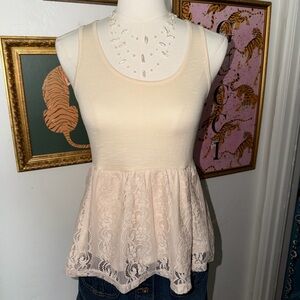 Rue21 Cream Lace Babydoll Top